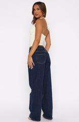 Bring The Style Low Rise Wide Leg Jeans Dark Blue