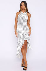 Blushing Nights Midi Dress Cream/Black Polka Dot