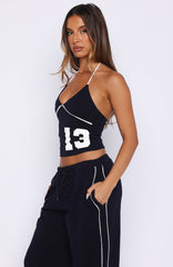 Can't Help The Feeling Halter Top Navy