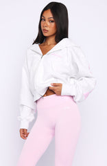 Gone Away Boxy Zip Front Hoodie Grey Marle