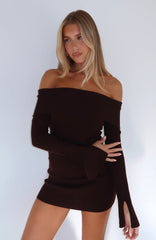 Parental Guidance Knit Mini Dress Chocolate