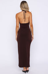 We All Want More Halter Neck Maxi Dress Chocolate